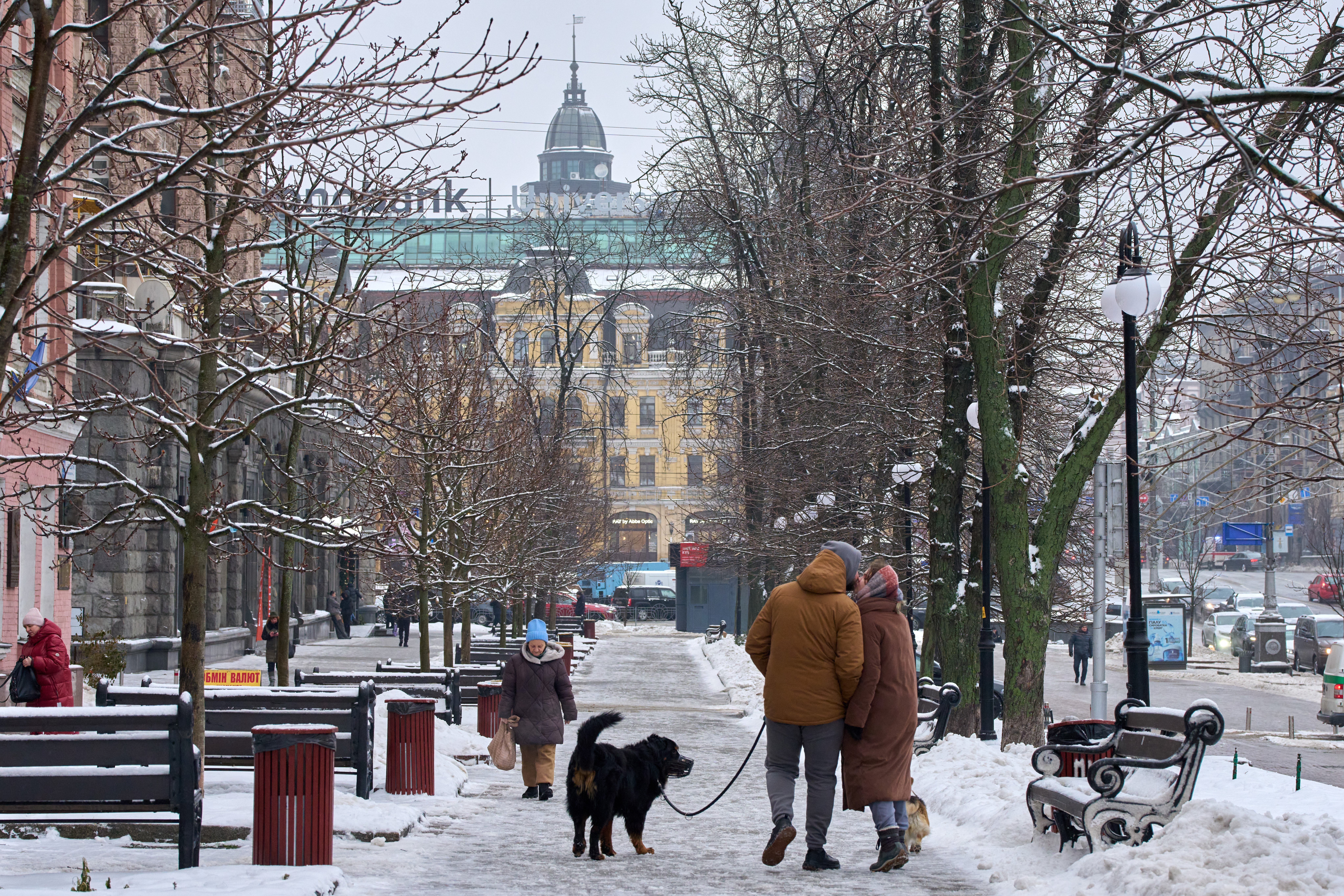 A snowy street in Kyiv seen this week