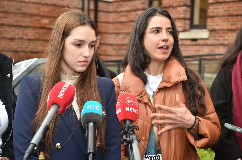 Maria Luiza and Marcela Fonseca at the Central Criminal Court in Cork on Friday. Photograph: Michael Mac Sweeney/Cork Courts