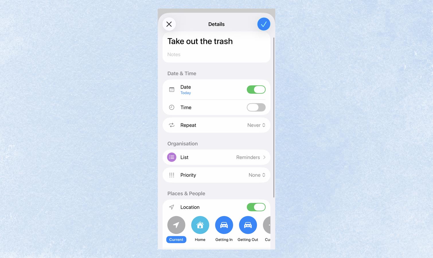 reminders tool on iPhone