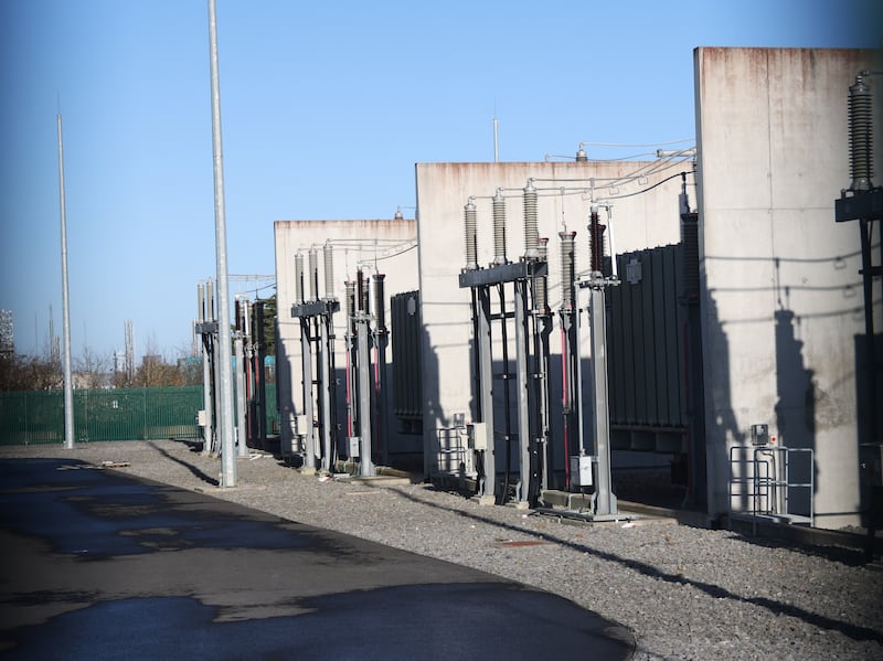Castlebaggot 220kV substation in west Dublin consumes 10 times the electricity of a nearby pharmaceutical plant employing 2,000 people, equivalent to enough power for 200,000 homes, according to an internal Government document. Photo: Bryan O’Brien / The Irish Times 
Kewywords Castlebagot