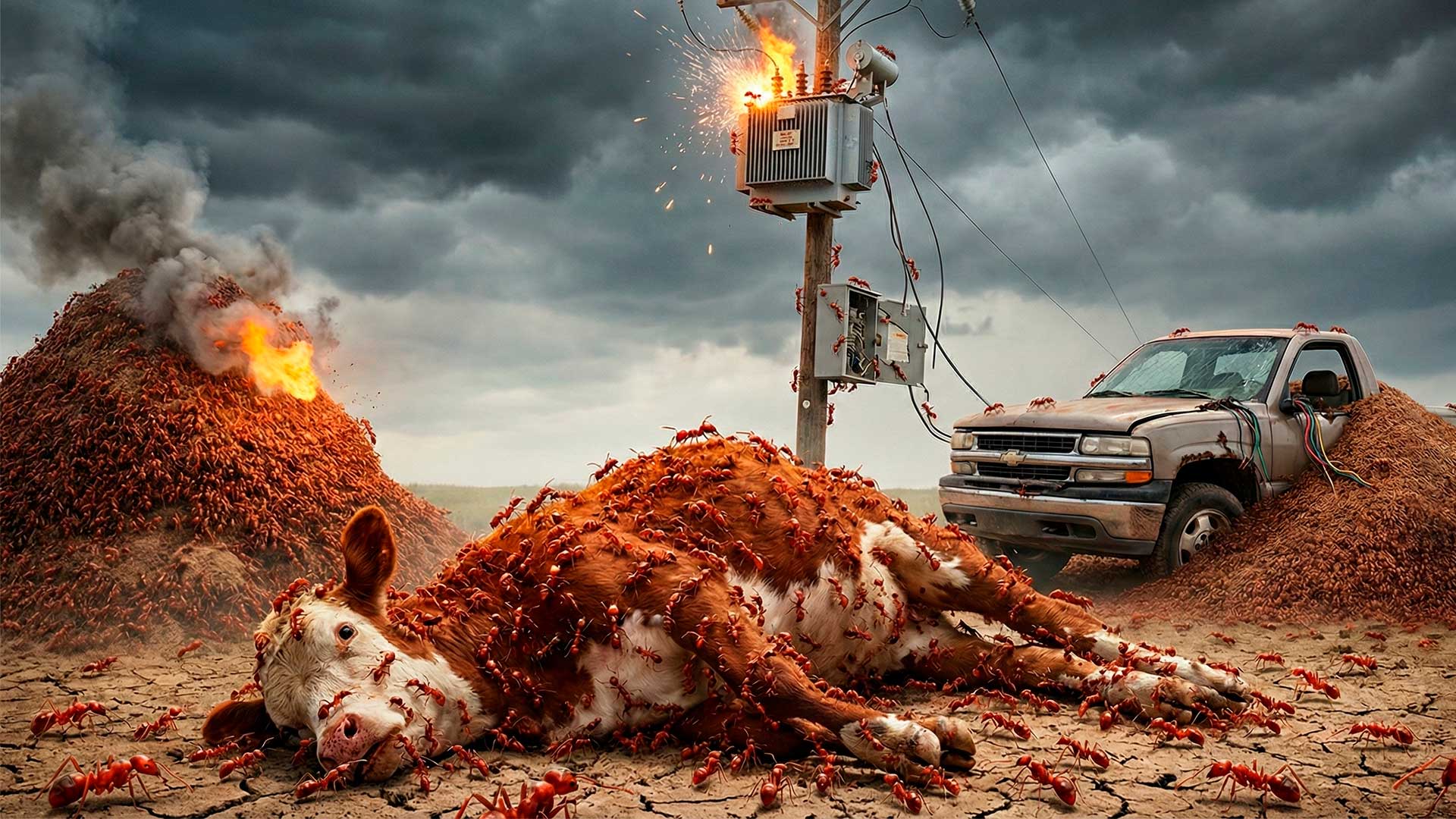 With an impact of US$1,2 billion per year, the fire ant has become a billion-dollar pest, attacking calves and causing equipment malfunctions, and its control remains expensive in Texas.