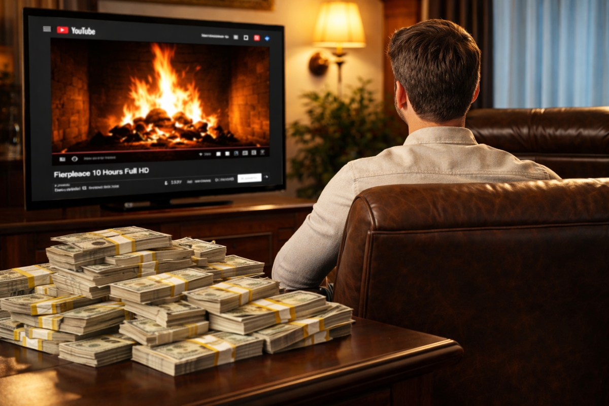 A 10-hour Full HD fireplace video on YouTube may have earned its creator over a million dollars.