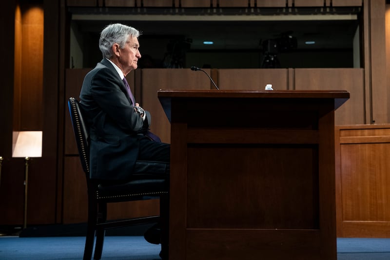 Jerome Powell testifies during a Senate hearing in Washington in February 2025. Photograph: Haiyun Jiang/New York Times
                      