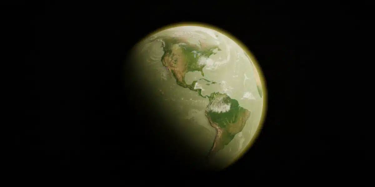 Earth’s Western Hemisphere Under A Green Filter