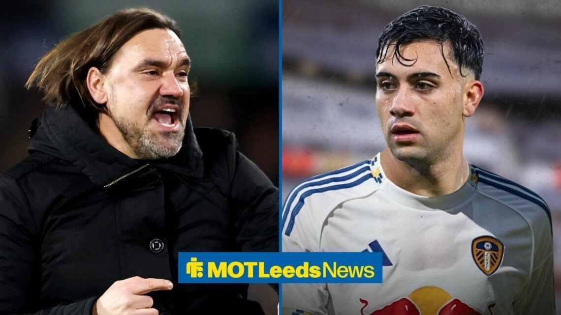 Leeds target Facundo Buonanotte and Daniel Farke smiling.