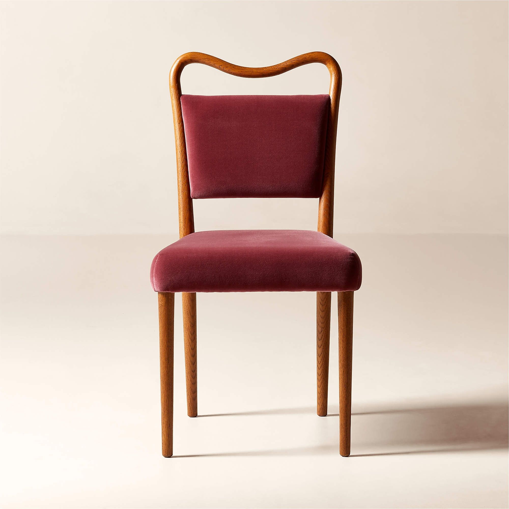 Monte Oak Wood and Rose Velvet Dining Chair