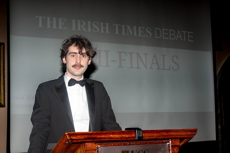 The winning individual progressing from this evening's debate in UCC is Eoin Ryan from King's Inns. Photograph:  Michael Mac Sweeney/Provision