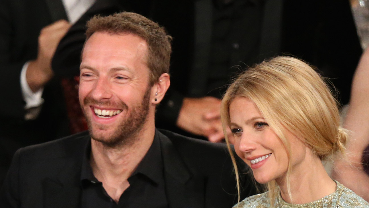 Singer Chris Martin and actress Gwyneth Paltrow at the 71st Annual Golden Globe Awards held at the Beverly Hilton Hotel on January 12, 2014