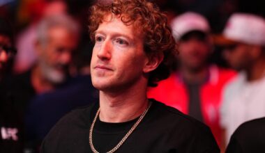 Mark Zuckerberg is seen in attendance during the UFC 313 event at T-Mobile Arena on March 08, 2025 in Las Vegas.