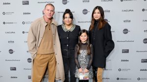 PARK CITY, UTAH - JANUARY 23: (L-R) Channing Tatum, Beth de Araújo, Mason Reeves, and Gemma Chan attend the "Josephine" Premiere during the 2026 Sundance Film Festival at Eccles Center Theater on January 23, 2026 in Park City, Utah. (Photo by Neilson Barnard/Getty Images)