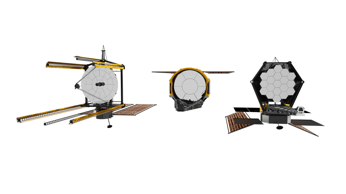 Different possible configurations for the HWO observatory. Credit - NASA Goddard / Conceptual Image Labs