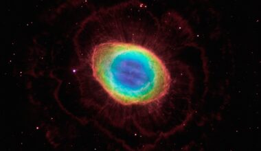 Vivid colorful nebula in space with bright stars, showcasing celestial beauty and deep universe mysteries.