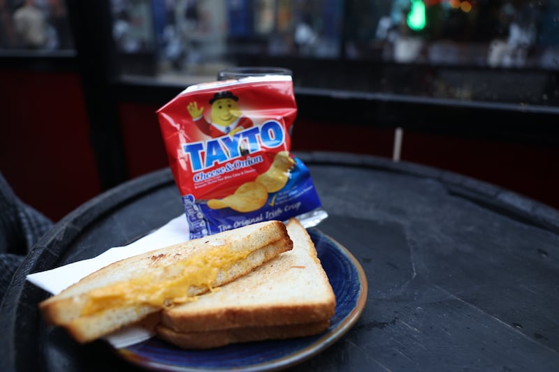 A €5 cheese toastie and Tayto crisps deal from Disndat. Photograph: Enda O'Dowd
