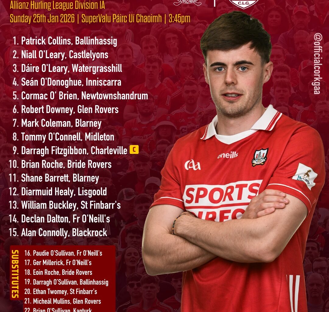 Cork Senior Hurling team to play Waterford has been announced – Cork GAA