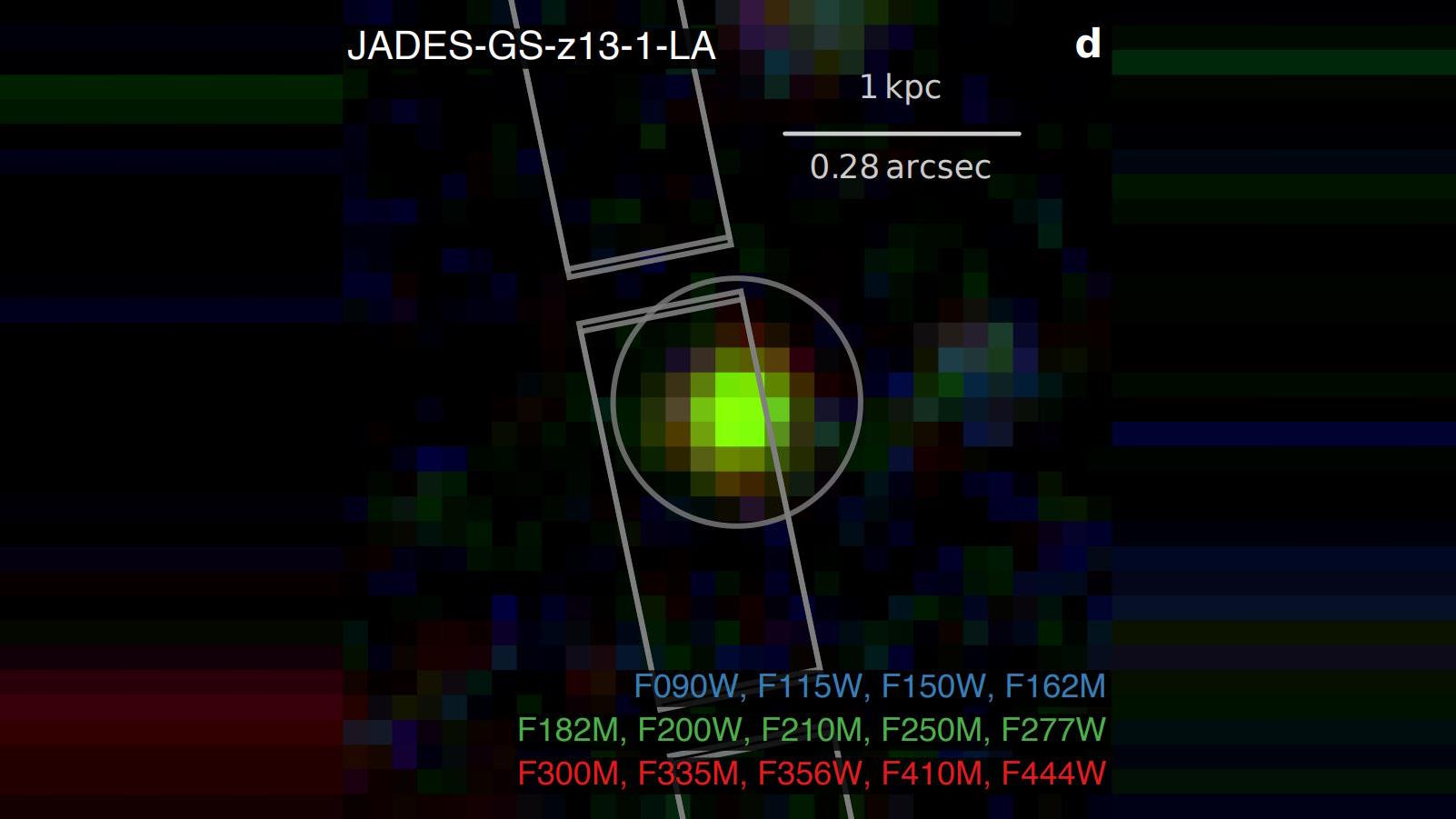 The image shows a bright spot labeled