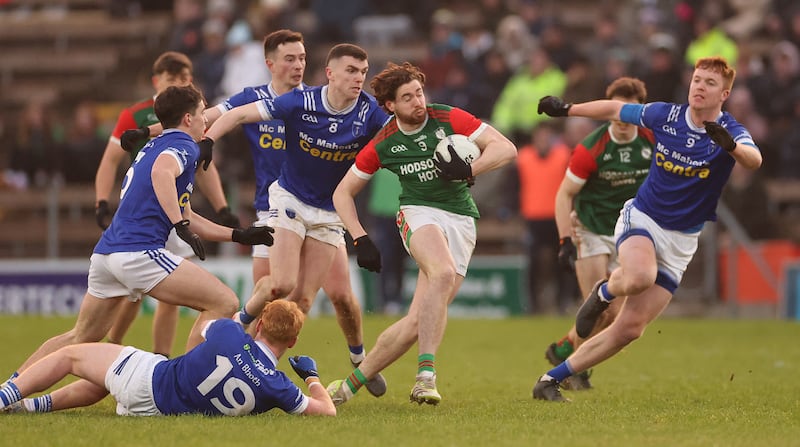 Scotstown’s Donnchadh Connolly, Ryan O'Toole, Mícheál McCarville and Gavin McPhillips with St Brigid's Eddie Nolan. Photograph: James Crombie/Inpho