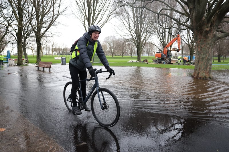 Flooding in Fairview has subsided after a burst mains flooded a road earlier in the day. Picture: Enda O’Dowd