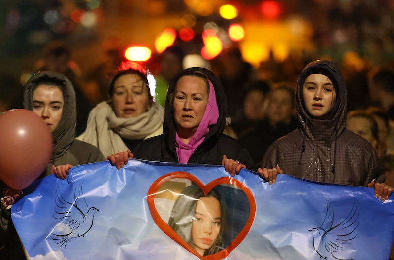 Siobhán Lynch holds a picture of her daughter Grace, who died in a crash involving a scrambler bike in Finglas. Photograph: Colin Keegan/Collins
