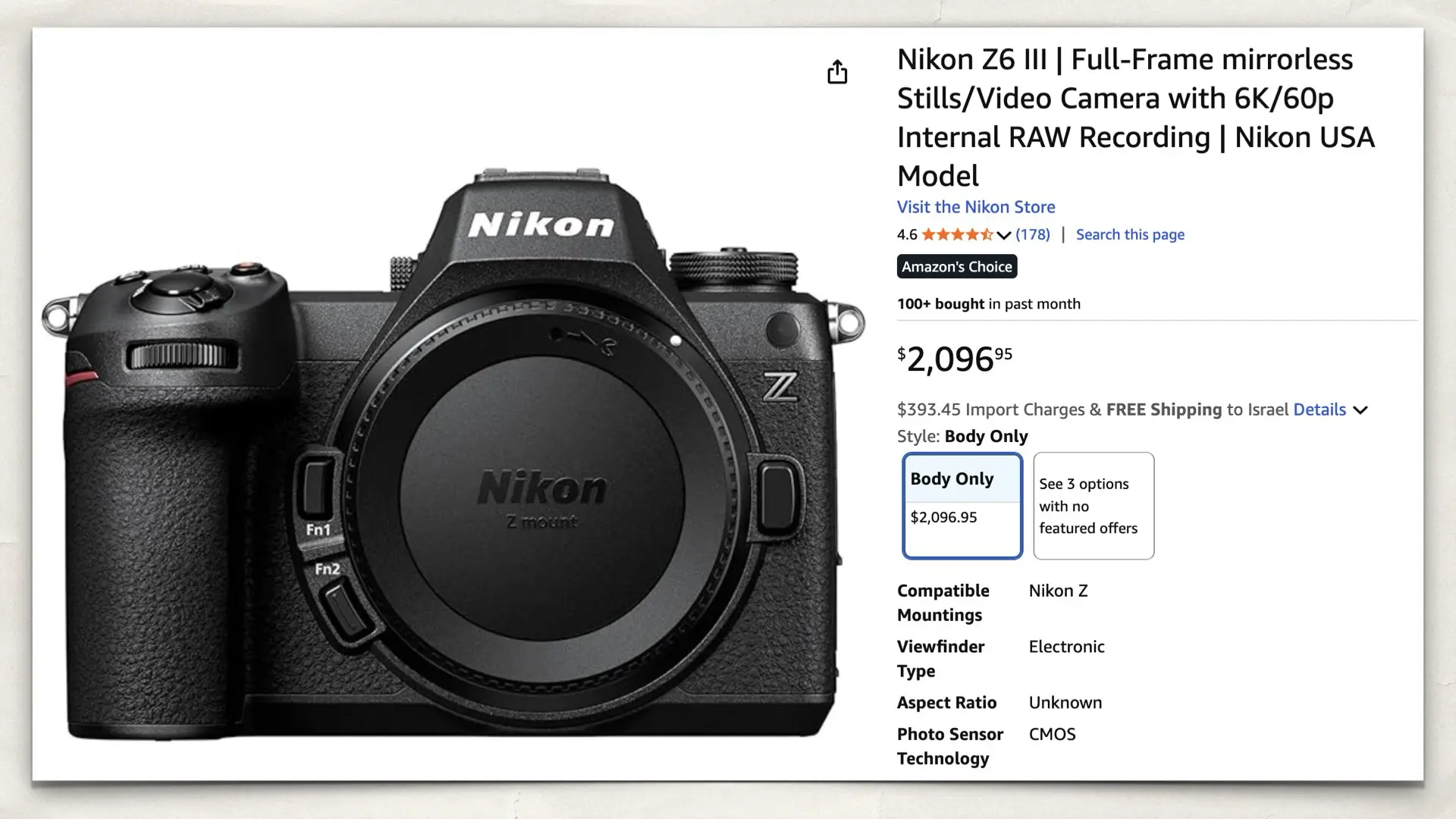 Nikon Z6 III on Amazon
