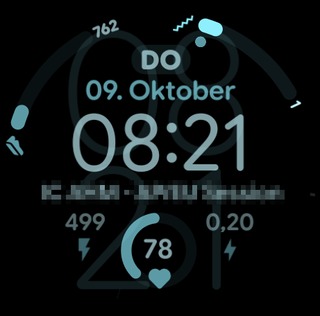 broken watch face on a Wear OS 6 smartwatch showing overlapping AOD layout and third-party watch face