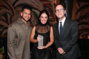 Imran Majid, Janelle Lopez Genzink and Justin Eshak at Billboard Power 100 Presented by VENU held at Zouk on January 28, 2026 in Los Angeles, California.