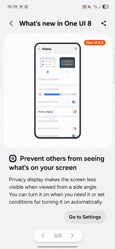 Privacy Display toggle