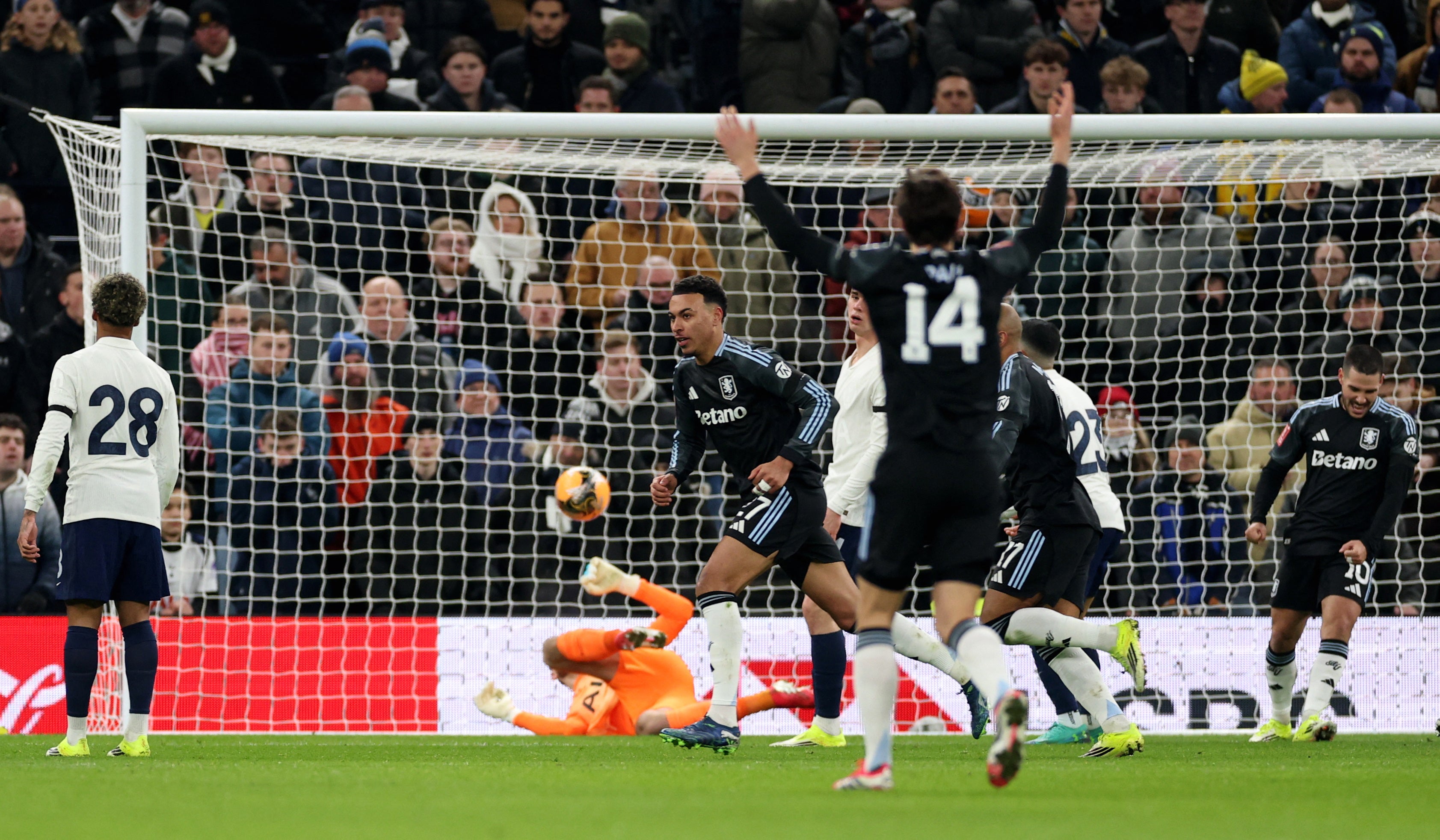 Aston Villa's Morgan Rogers celebrates scoring their second goal