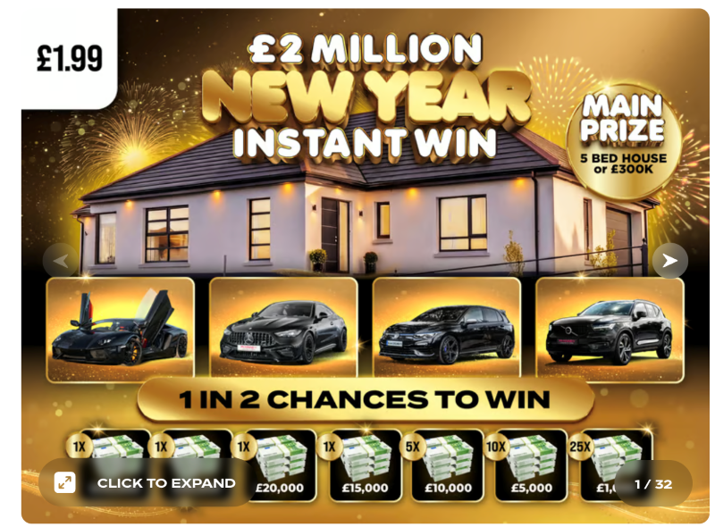 Win an amazing luxury 5-bedroom home in Derry/L’Derry or £300,000 cash, plus luxury supercars, all for just £1.99!