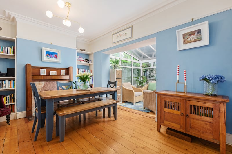 The diningroom leads to a conservatory with doors opening to the garden