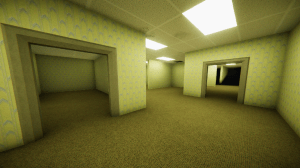 A screenshot of "The Backrooms" video game