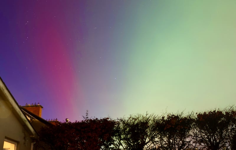 The aurora above Dublin on Monday night. Photograph: Ronan McGreevy