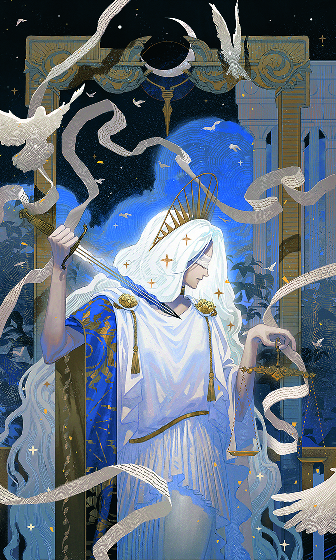 Digital character art showing a female character wearing a crown and holding a dagger