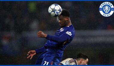 Jorrel Hato heads the ball against Ajax.