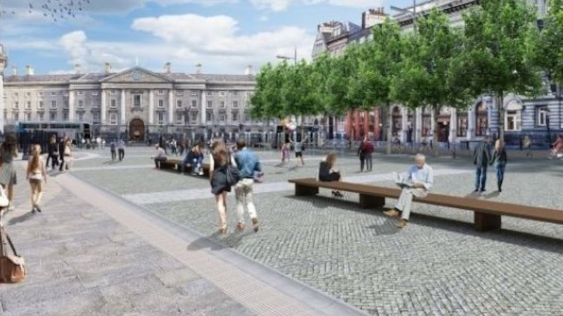 A previous illustration of the pedestrianised plaza at College Green.