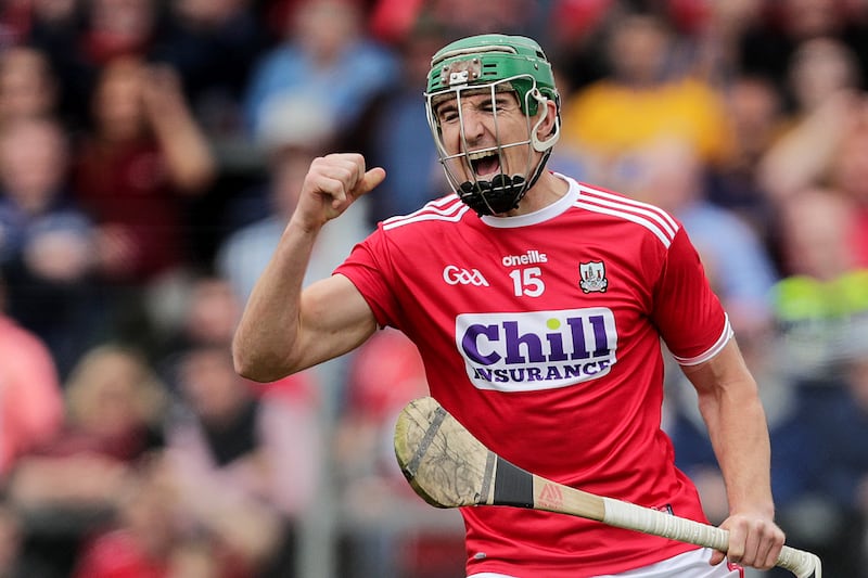 Cork's Aidan Walsh celebrates scoring a goal against Clare in the 2019 Munster hurling championship. Photograph: Laszlo Geczo/Inpho