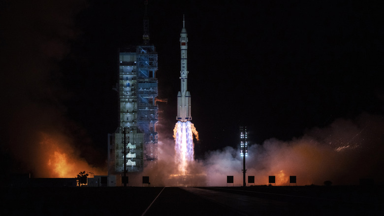 A Long March 2F rocket lifts off from the Jiuquan Satellite Launch Center