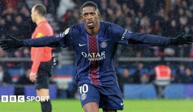PSG 3-0 Lille: Ousmane Dembele scores twice as Ligue 1 champions move back to top of table