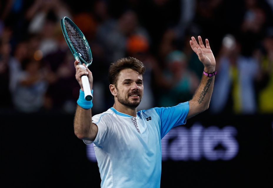 Switzerland's Stan Wawrinka celebrates after winning his second round match against France's Arthur Gea.