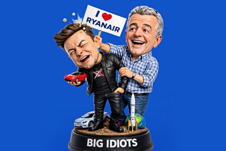 An image used by Ryanair to promote a seat sale on the back of Michael O'Leary's spat with Elon Musk