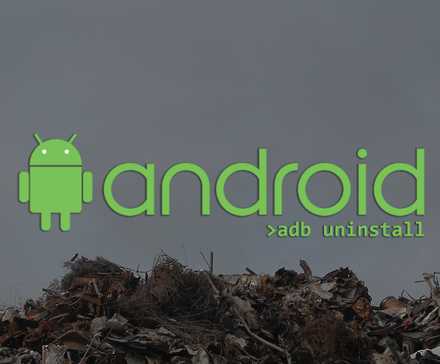 Android logo with adb uninstall under it