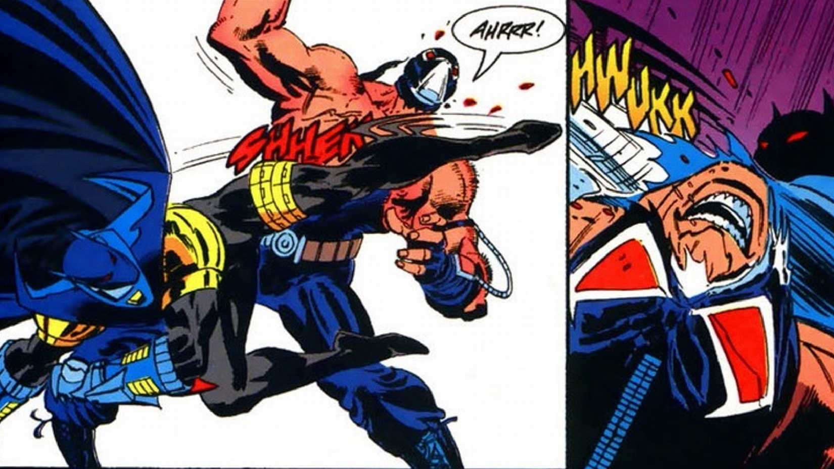 Azrael fights Bane dressed as Batman in DC Comics' Knightfall