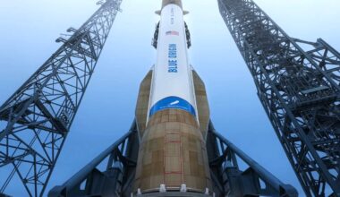 Blue Origin's New Glenn rocket on the launchpad