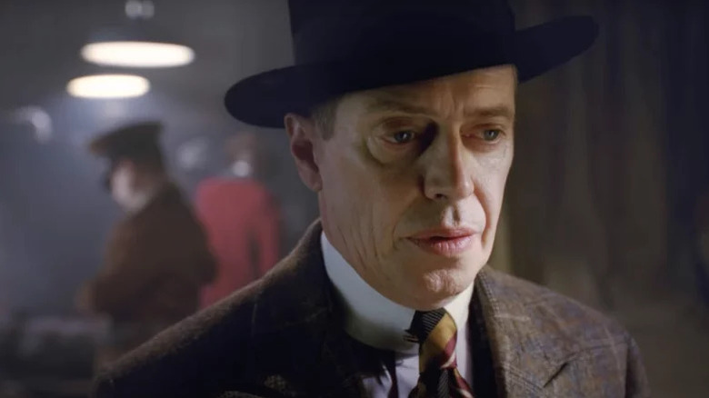 Steve Buscemis' Nucky Thompson looking sad and thoughtful on Boardwalk Empire