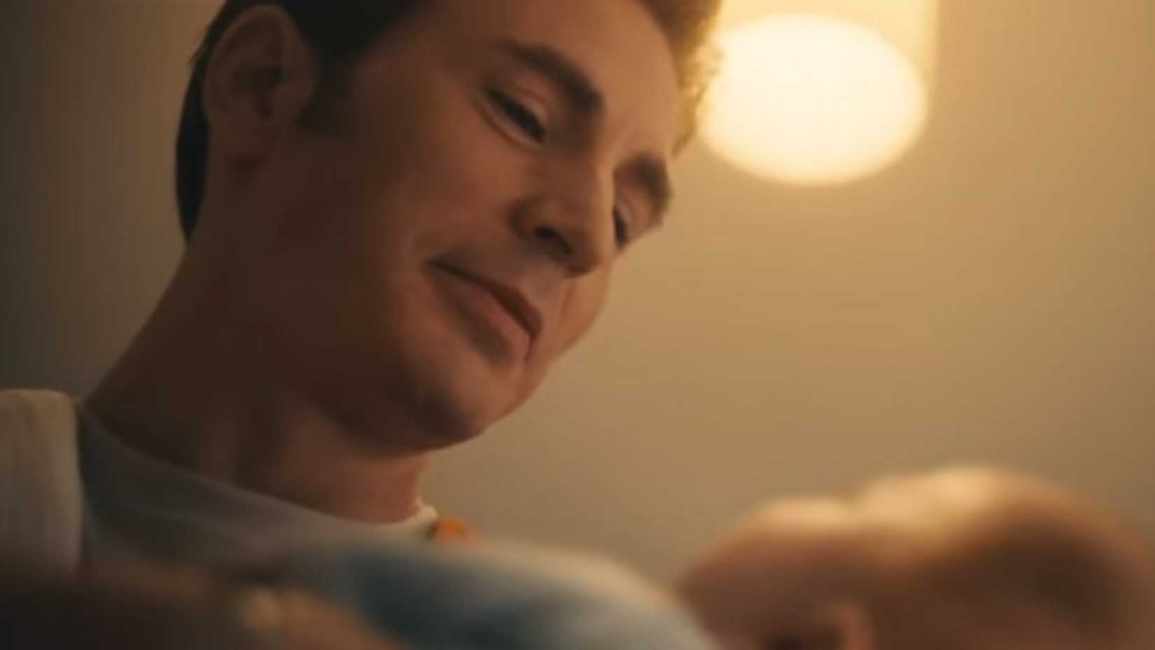 Chris Evans as Steve Rogers and his baby in Avengers Doomsday