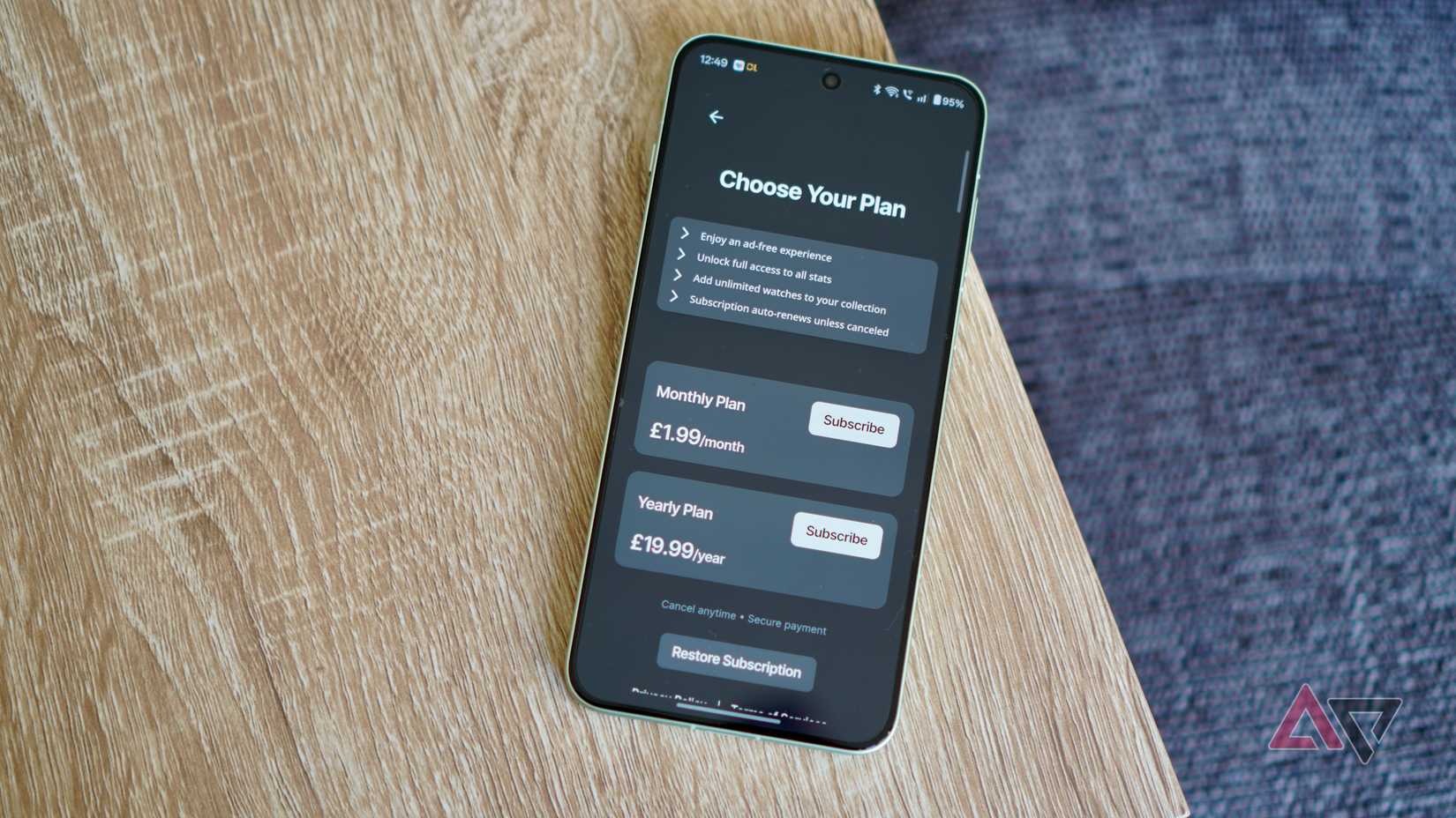 Price options in the ChronoLog app
