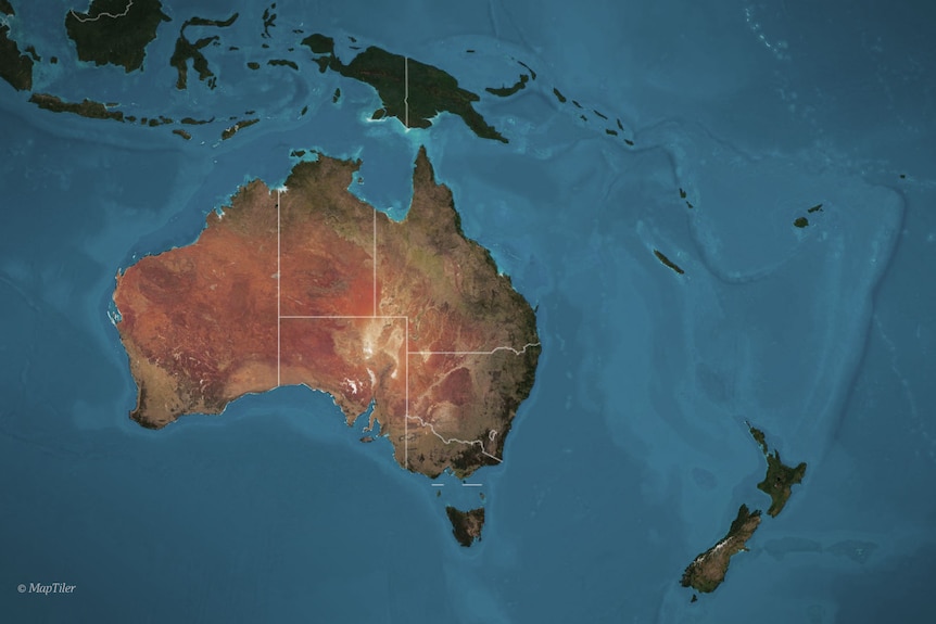 A map of Australia and neighbouring countries.