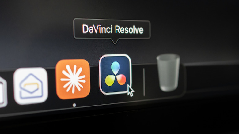 Close-up of DaVinci Resolve logo on Mac dock