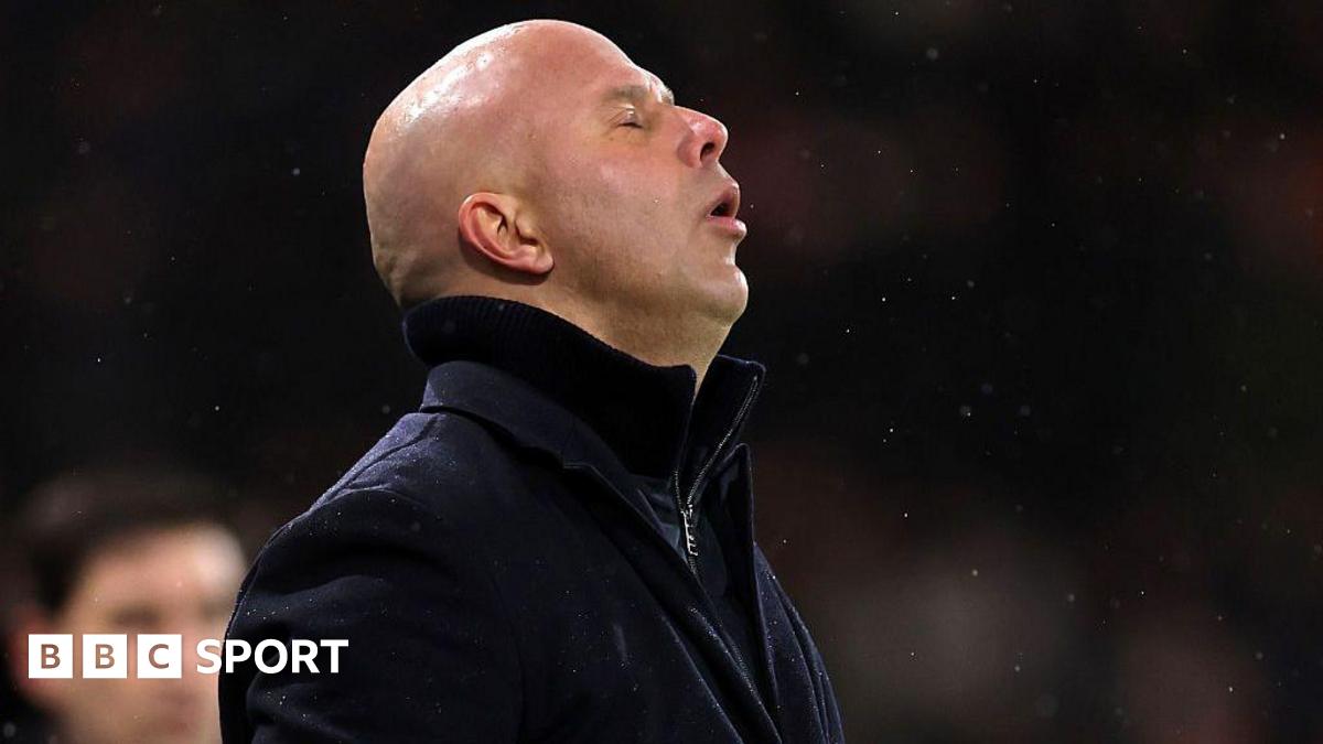 Liverpool boss Arne Slot shows his disappointment on the touchline