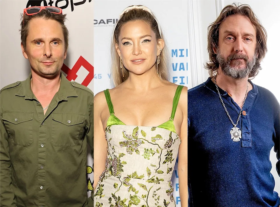 <p>Matt Bellamy, Kate Hudson & Chris Robinson</p>