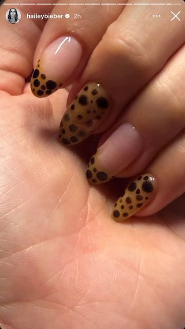 Hailey Bieber's leopard mani. Photo: Instagram